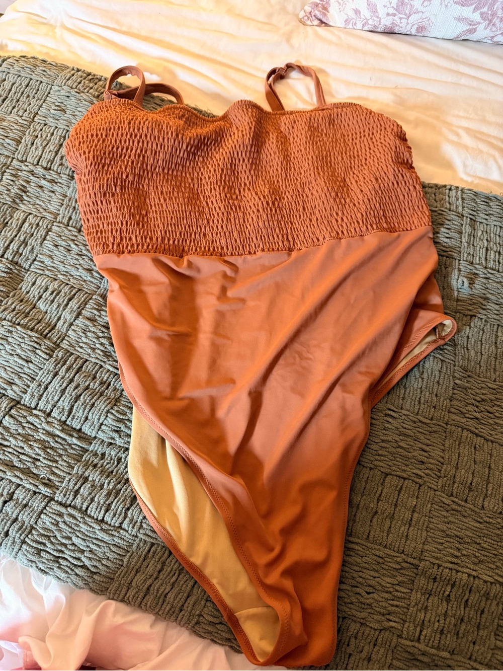 Old Navy Rust Smocked One-Piece Swimsuit